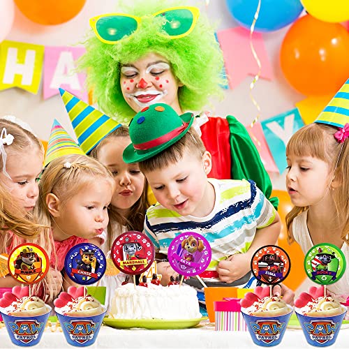 Decoración para Tartas de Cumpleaños de la Patrulla Canina, Juego de 12 Piezas Decoración de Cupcakes para Cumpleaños de Niños para Fiestas de Cumpleaños y Baby Showers para Niños