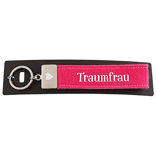 Depesche 4298-029 - Llavero de fieltro, con cierre de metal grabado y diseño icónico, diseño de mujer de ensueño, color rosa, aprox. 18,7 x 4,4 x 1 cm