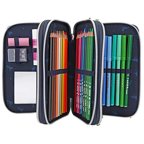 Depesche-DP-0010583 Estuche con 3 Cremalleras y lápices de Lyra, Miss Melody, Azul Oscuro, Aprox. 7,5 x 13 x 20 cm, Color, Talla única (10583)