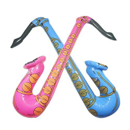 Desconocido Juego de Juguete Estrella Inflable de PVC Parte de Música Globo de Apoyo Saxofón Inflable Guitarra Micrófono Teclado Instrumentos Musicales Inflables 4 Piezas