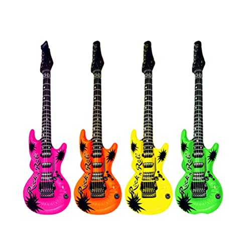 Desconocido Juego de Juguete Estrella Inflable de PVC Parte de Música Globo de Apoyo Saxofón Inflable Guitarra Micrófono Teclado Instrumentos Musicales Inflables 4 Piezas