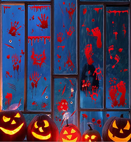 Diko Pegatinas de Halloween, 9 Piezas Sangrientase Handprint Pegatina, Horror PVC Pegatinas para, Halloween Decoraciones, para Ventana, Puerta, Baño Halloween Pegatinas