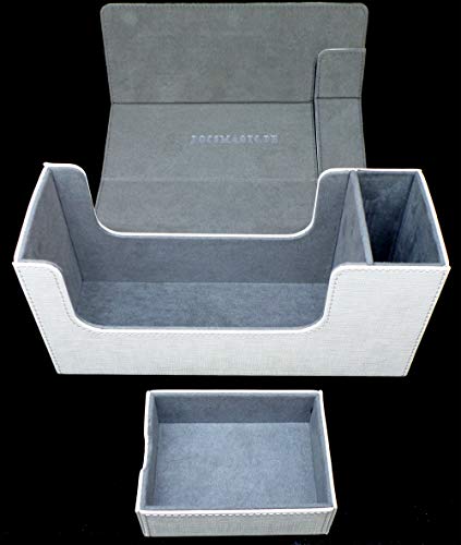 docsmagic.de Premium Magnetic Tray Long Box White Small - Card Deck Storage - Caja Blanco