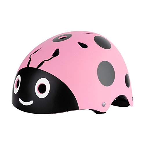 dPois Casco de Bici Niño Protección Seguridad Mariquita Escarabajo Unisex Casco Infantil Mono Ajustable Dibujo Animado para Ciclismo Patinaje sobre Ruedas Bicicleta para Niños Rosa One_Size