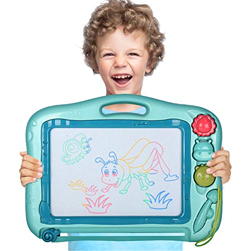 DUTISON Grande Pizarras Mágicas Colorido, 41.5×32.5cm Almohadilla Borrable de Escritura y Dibujo para Niños (Azul)