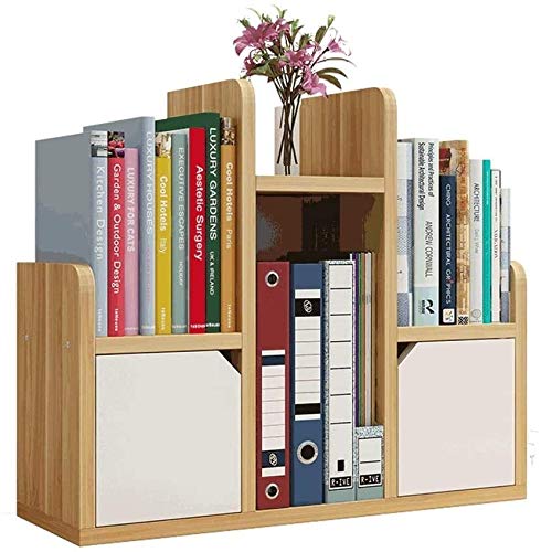 Estantería de estudiantes, organizador de estantería de escritorio para libros, libros de libros creativos de libros, stand de exhibición Estantería de madera con pequeños cajones ( Color : Marrón )