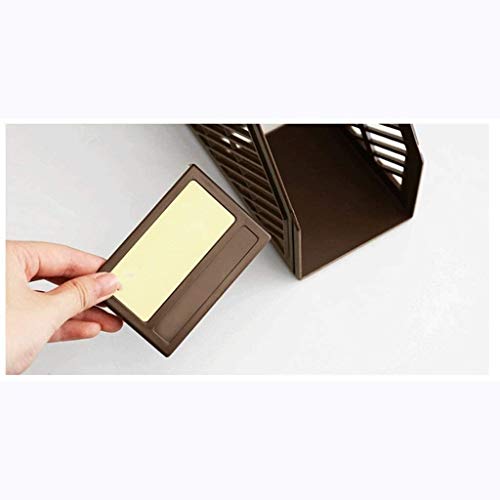 Estantería de oficina, con columna de etiquetas, estantería de libros de escritorio de plástico, puede escribir el nombre de archivo libremente organizador para libros ( Color : Green+khaki )