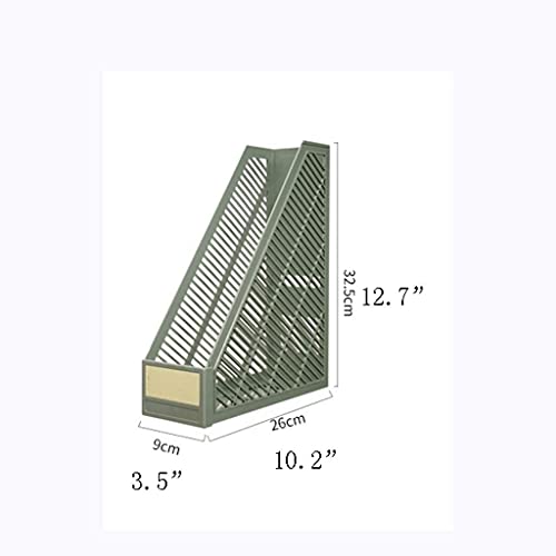 Estantería de oficina, con columna de etiquetas, estantería de libros de escritorio de plástico, puede escribir el nombre de archivo libremente organizador para libros ( Color : 3 Pieces of Green )