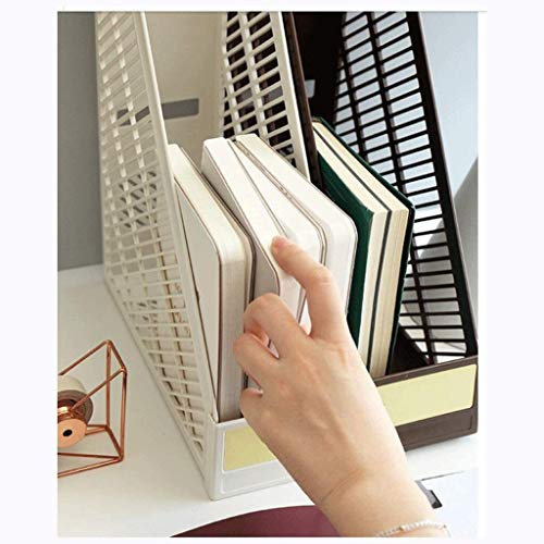 Estantería de oficina, con columna de etiquetas, estantería de libros de escritorio de plástico, puede escribir el nombre de archivo libremente organizador para libros ( Color : 3 Pieces of Green )
