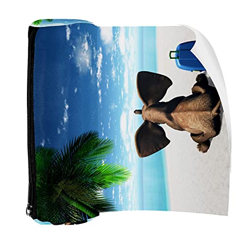 Estuche para lápices con cremallera, organizador de monedas, bolsa de maquillaje para mujeres, adolescentes, niños, niños, elefante, playa, viaje, árbol de coco