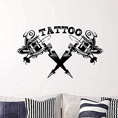 Etiqueta De La Pared Vinilo Flor Decoración De La Pared Estudio De Tatuajes Insignia Página De Inicio Logotipo De La Tienda De Tatuajes Decoración De Estudio De Tatuajes 57X34Cm