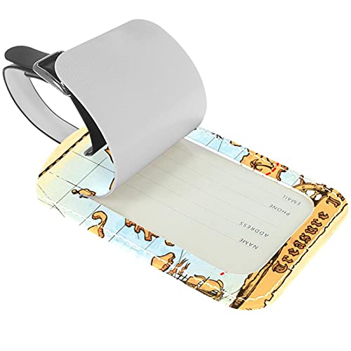 Etiquetas de equipaje de cuero de la PU del tesoro del mapa del pirata antiguo de la isla del cráneo del tesoro de la isla del pirata etiquetas