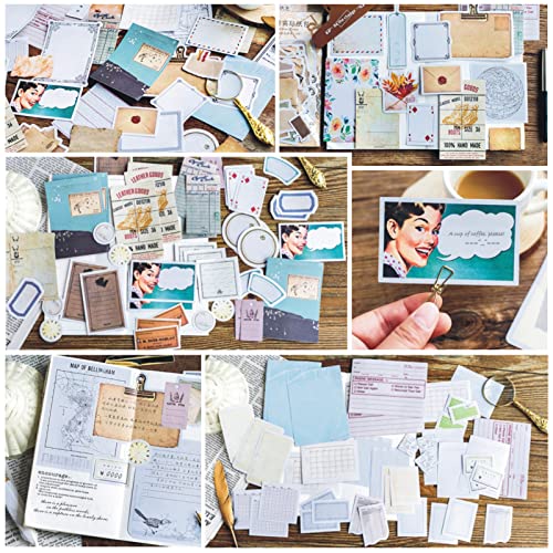 FLOFIA 90pcs Pegatinas Vintage Retro Stickers Pegatinas Scrapbooking Pegatinas Álbumes de Recortes Manualidades Bullet Journal Calendarios Tarjetas Sobres Regalos DIY, Estilos Mixtos Kit Accesorios