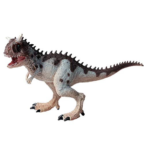 FLORMOON Juego de Dinosaurios - Realista Carnotaurus Gris Dinosaur- Figuras de Dinosaurio de plástico - Decoración de Pasteles de cumpleaños Juguete Escolar para niños pequeños(Boca móvil)