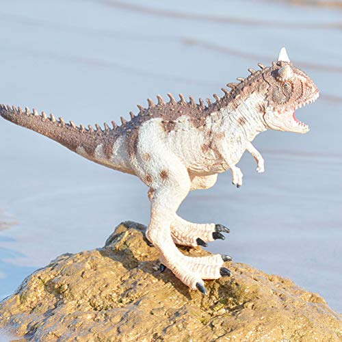 FLORMOON Juego de Dinosaurios - Realista Carnotaurus Gris Dinosaur- Figuras de Dinosaurio de plástico - Decoración de Pasteles de cumpleaños Juguete Escolar para niños pequeños(Boca móvil)