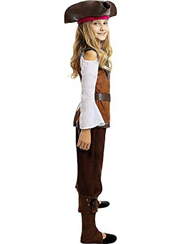 Funidelia | Disfraz de Pirata - Colección Caribe para niña Talla 5-6 años ▶ Corsario, Bucanero - Color: Marrón - Divertidos Disfraces y complementos para Carnaval y Halloween