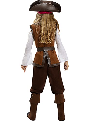 Funidelia | Disfraz de Pirata - Colección Caribe para niña Talla 5-6 años ▶ Corsario, Bucanero - Color: Marrón - Divertidos Disfraces y complementos para Carnaval y Halloween