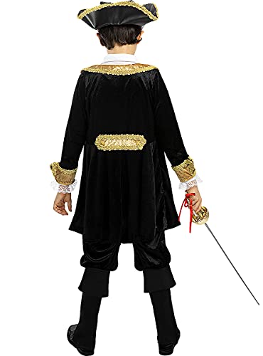 Funidelia | Disfraz de Pirata Deluxe- Colección Colonial para niño Talla 10-12 años ▶ Corsario, Bucanero - Color: Negro - Divertidos Disfraces y complementos