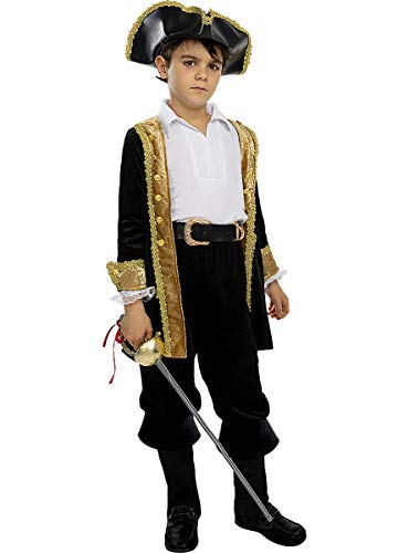 Funidelia | Disfraz de Pirata Deluxe- Colección Colonial para niño Talla 10-12 años ▶ Corsario, Bucanero - Color: Negro - Divertidos Disfraces y complementos