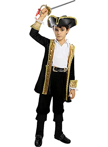 Funidelia | Disfraz de Pirata Deluxe- Colección Colonial para niño Talla 10-12 años ▶ Corsario, Bucanero - Color: Negro - Divertidos Disfraces y complementos