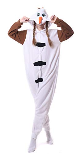 FunnyCos Pijama unisex de animales para adultos, disfraz de cosplay con capucha, para descansar, Olaf, S