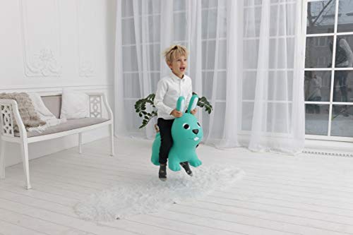 GERARDO'S Conejo inflable de la tolva de animales para niños a partir de 12 meses ,conejito de la tolva del espacio inflable para niños a partir de 12 meses, color verde marino