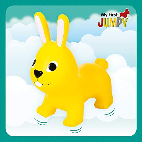 GERARDO'S Conejo inflable de la tolva de animales para niños a partir de 12 meses, conejito de la tolva del espacio inflable para niños a partir de 12 meses, conejo de la tolva del bebé,color amarillo