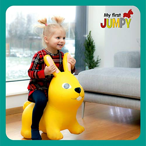 GERARDO'S Conejo inflable de la tolva de animales para niños a partir de 12 meses, conejito de la tolva del espacio inflable para niños a partir de 12 meses, conejo de la tolva del bebé,color amarillo