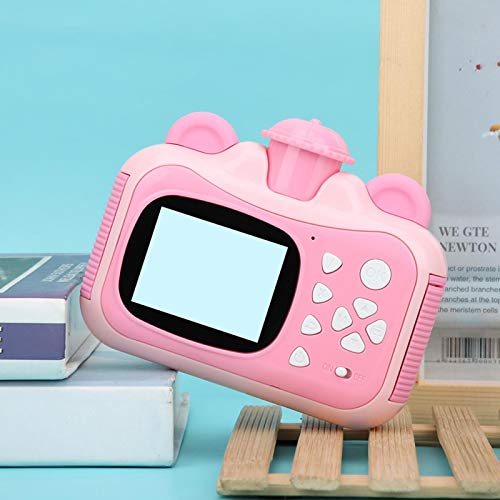 Gerioie Cámara de impresión, con cámara para niños con cordón, cámara para niños con Pantalla Colorida y anticaída portátil de 2.4 Pulgadas para el hogar para Viajes para Amigos para niños(Pink)