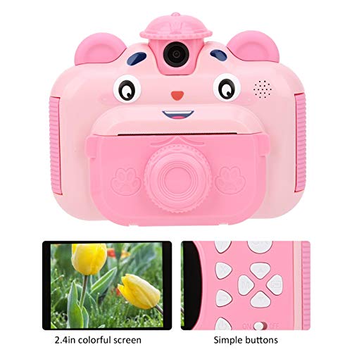 Gerioie Cámara de impresión, con cámara para niños con cordón, cámara para niños con Pantalla Colorida y anticaída portátil de 2.4 Pulgadas para el hogar para Viajes para Amigos para niños(Pink)