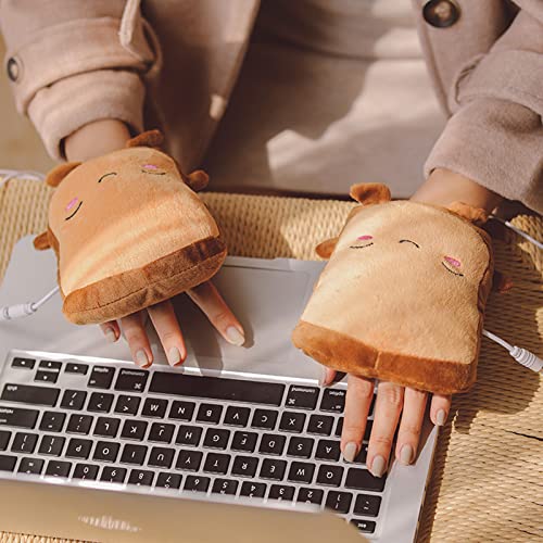 Guantes Calentados por USB para Mujeres Y Hombres 1 Par De Guantes Acogedores con Calefacción Guantes Llenos De Invierno con Medio Dedo Guantes Calefactores A Prueba De Heladas,Marrón