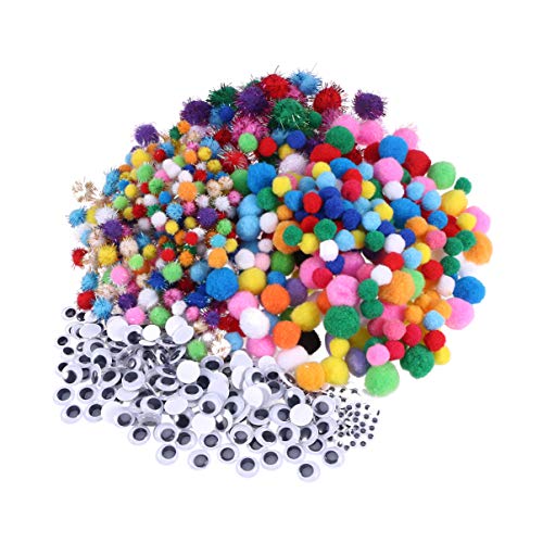 HEALLILY Pompones Coloridos con Ojos saltones saltones para Manualidades de Bricolaje 550 Piezas (Color Mixto)