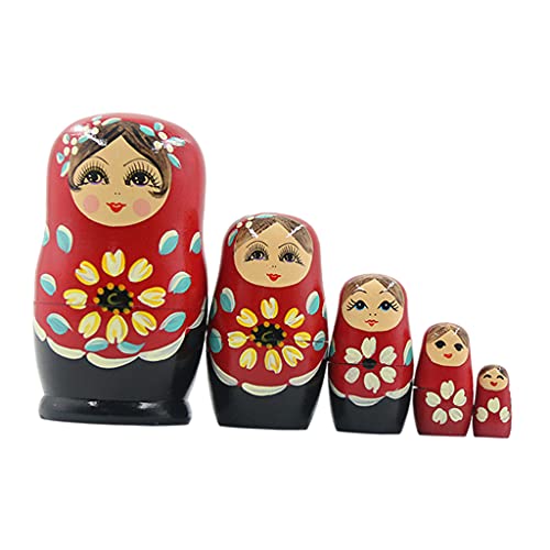 Hellery Muñecas Anidadas Rusas Hechas a Mano Matryoshka Juguete Anidado Regalo Navidad Halloween año Nuevo - Rojo