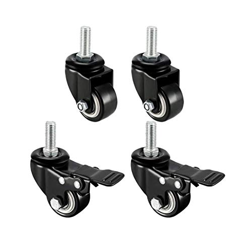 HHOSBFSS 4pcs 1.5"/ 2" Ruedas De Ruedas Giratorias, Tallo Roscado con Trolley De Freno Muebles De Muebles, Vástago Roscado M8 / M10 Y Nueces (Color : 2inch M10 Type 2)