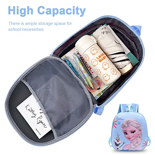 Hilloly Mochila Infantil Frozen Mochila,Bolsa Impermeable 3D Mochila para Niños Congelado Mochila Escolar Impermeable y Ajustable Adecuado para Niños y Niñas de 2 a 6 Años