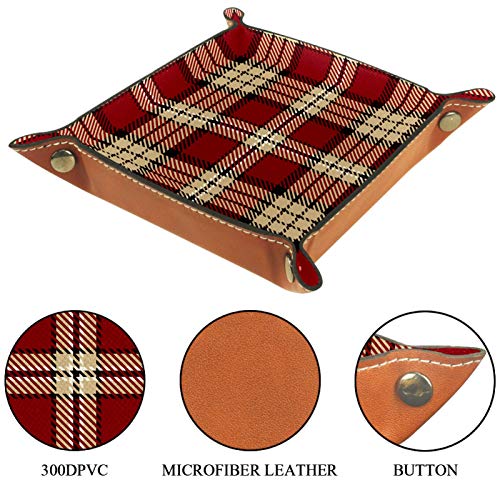 HOHOHAHA Bandeja de dados para rodar dados con bandeja de almacenamiento para juegos de mesa RPG DND, bandeja de dados, color beige y rojo escoceses
