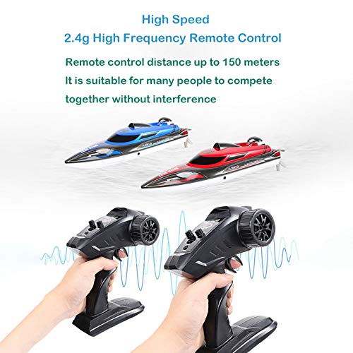 HONGXUNJIE Barco Teledirigido Lancha para Adultos y Niños Teledirigida RC Boat,Lancha de Carreras Electrónica de Alta Velocidad,2.4G 180° Flip/25/35KM/H,Regalos Niños (808-Red)