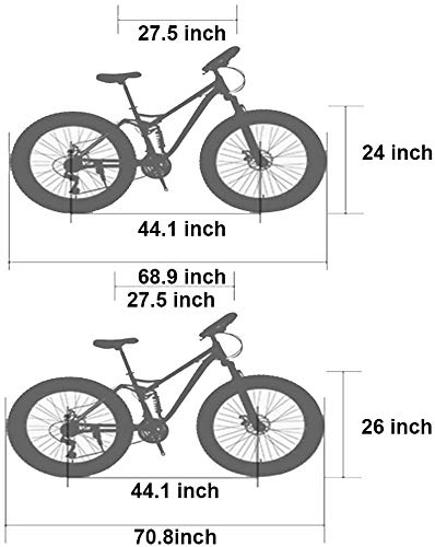 HQQ Bicicletas de montaña for Adultos, Fat Tire Doble Freno de Disco de la Bici de montaña Rígidas, Big Ruedas de Bicicleta, Marco de Acero de Carbono de Alta