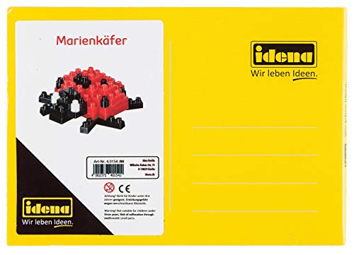 Idena 40154 – Postal mariquita con un juego de construcción 3D con 49 piezas originales de Brixies, grado de dificultad 1, tarjeta de felicitación o regalo para niños y adultos