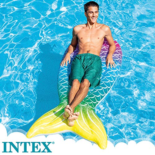 Intex 58788EU - Colchoneta INTEX hinchable, Colchoneta cola de sirena, 178x71x18 cm, Diseño multicolor, Peso máximo 100 Kg, Inflables INTEX, Colchoneta sirena, Flotador para adultos