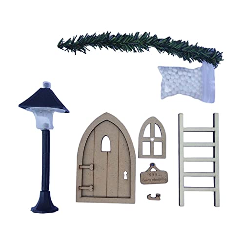 Jorzer Navidad Miniatura Ornamento Casa de muñecas Guirnalda Balloon Miniatura Alfombra Escalera Escoba Navidad Casa de Dolencia Puerta Set Street Light Casa de Muñecas Accesorios