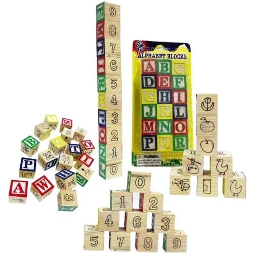 Juego Bloque DE CONSTRUCCION Madera con Letras y números- Juego matemático y Alfabeto para Aprender Jugando Madera ecológica, Bloques Alfabeto.