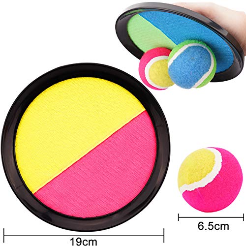 Juego de Bolas de Lanzamiento y Captura, Juego de Paletas de Capturadores y Pelota Deportiva de Paddle Catch Bat Ball, 2 Paletas y 2 Bolas, Adecuado para Deportes, Playa, Regalos de Cumpleaños