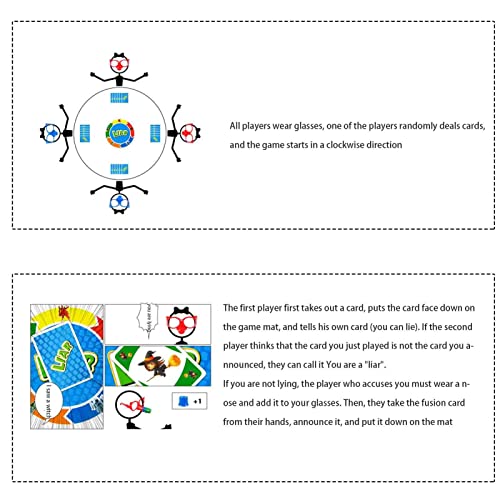 Juegos de Mesa del mentiroso Divertidos Juegos de fanfarronear en Familia con Gafas Divertidas y Nariz Larga para 3-4 Jugadores, reunión Familiar, Fiesta Tengan