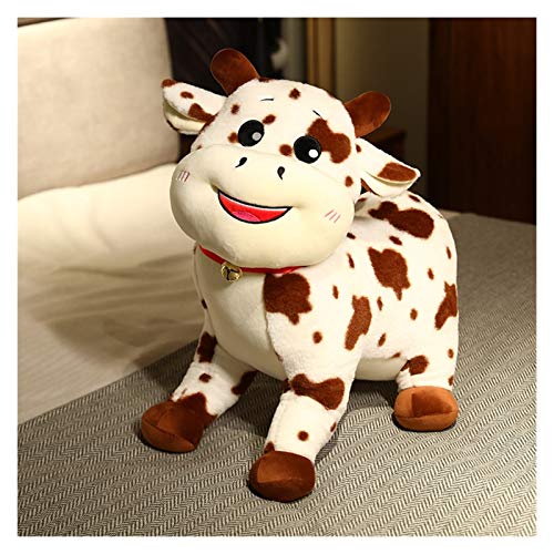Juguete de peluche de vaca de simulación gigante, lindo cojín de ganado blanco, cojines suaves y grandes, edredón de peluche, juguetes de regalo para niños y niñas de 348 (color marrón, tamaño: 30 cm)
