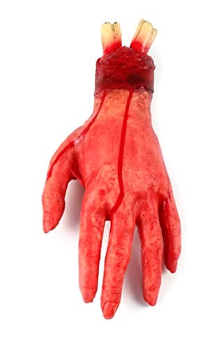 KIRALOVE Mano sintética – Cortada – Ensangrada – Sanguinante – Halloween – Suave – Realista – Carnaval – Cosplay – Accesorios – Disfraz – Partes del cuerpo