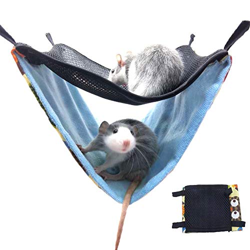 Kitabetty Hamaca pequeña para Mascotas de Doble Capa, Malla Transpirable Accesorios para Jaula de nidos para Mascotas Hamaca Colgante con Nido de Cama para hámster/Ardillas/cobayas