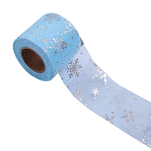 KLOVA 25 Yardas 6 cm Multicolor patrón de Copo de Nieve Rollo de Tul DIY Falda de Mesa Rollo de Tul Colorido Arcos decoración de Boda