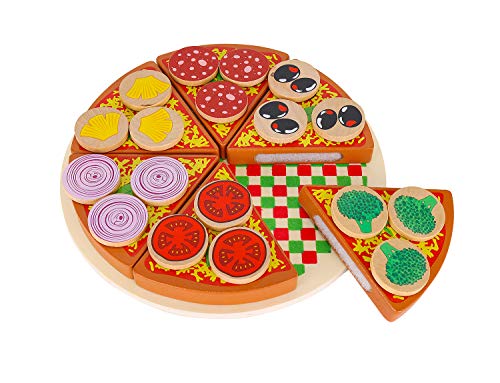 KRUZZEL Pizza Madera con Utensilios de Corte Juego de Diversión para Niños Juego de imaginación Set Pizza 9354