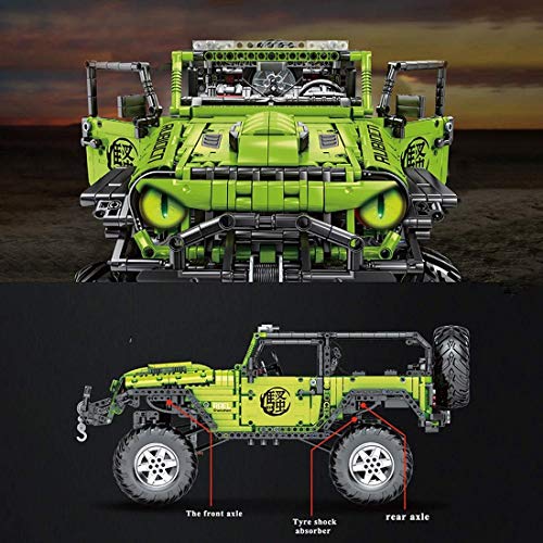 LGWJY J902 Modelo de Bloque de construcción de SUV con Control Remoto 2343Pcs 1: 8 Modelo de vehículo Todoterreno de Juguete para Technic Jeep Rubicon Compatible con Lego 42110 (Cartón gráfico)